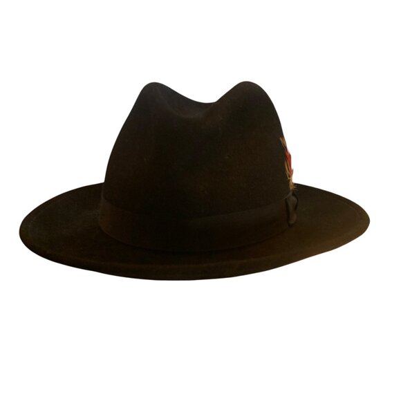 Pendleton Mens Fedora Hat Large 100% Wool Black Feather Accent Vintage Style - Picture 12 of 13